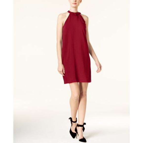 Cece Womens Halter Neck Bow Shift Dress 14 Red Cocktail Holiday Party Christmas - Picture 1 of 13